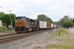 CSX 366 & 112 lead Q158 eastward with a block of general freight on the headend